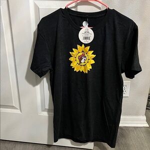 Black T-Shirt with Sunflower Graphic